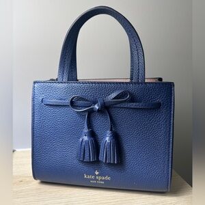 Kate Spade Navy Blue Leather Bag with Bow Detail